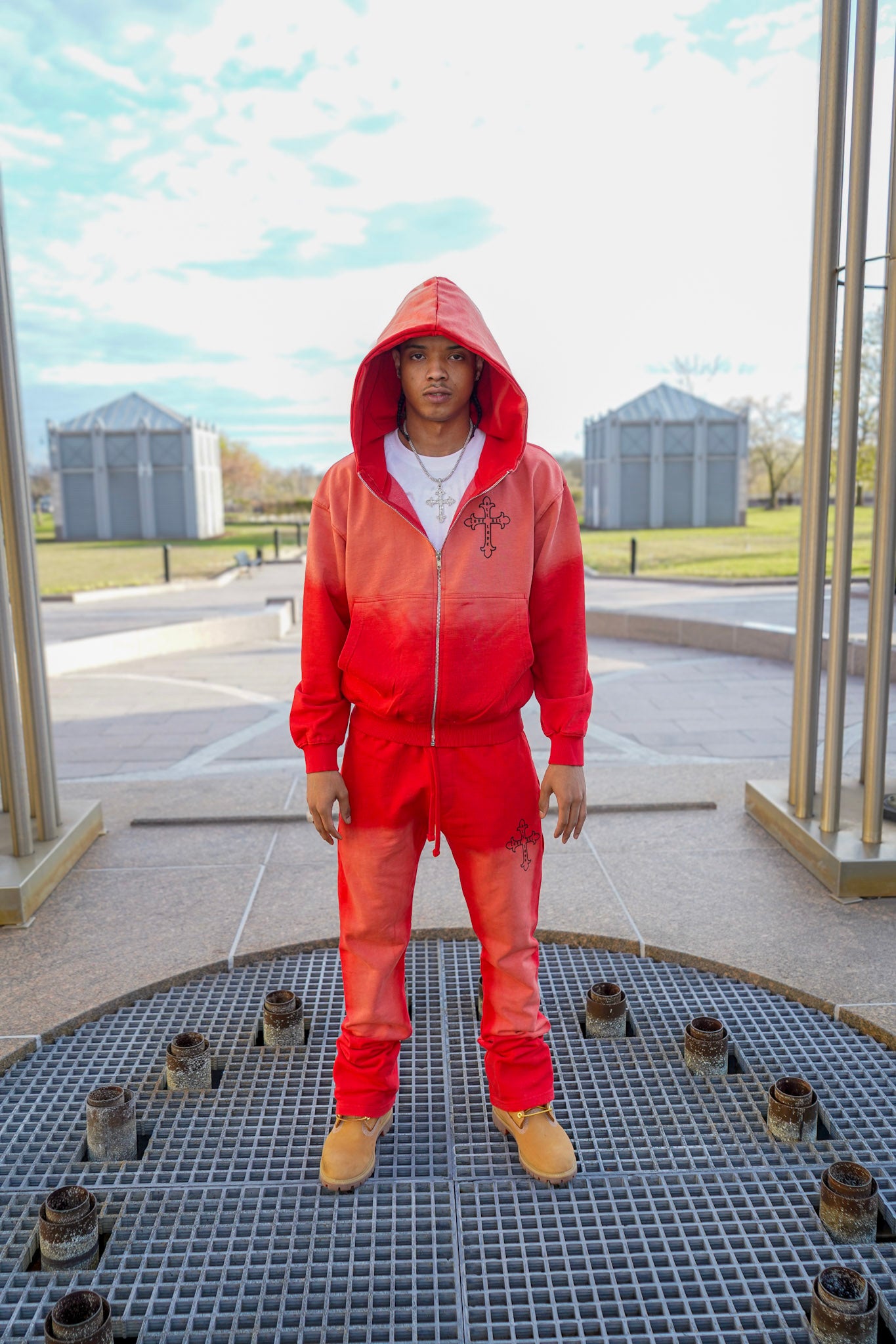A.L.L.A. Red Sun Faded Zip Up Hoodie