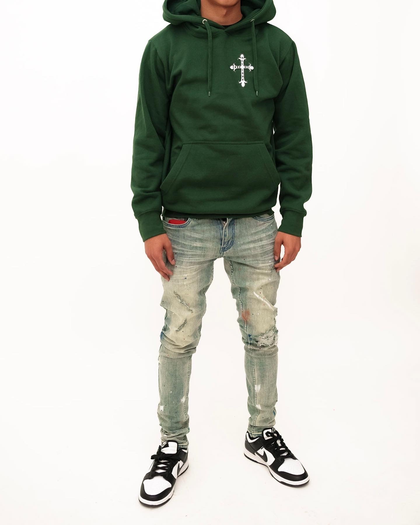 A.L.L.A. Forest Green Cross Hoodie